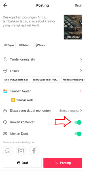 4. Matikan Izinkan Komentar 1