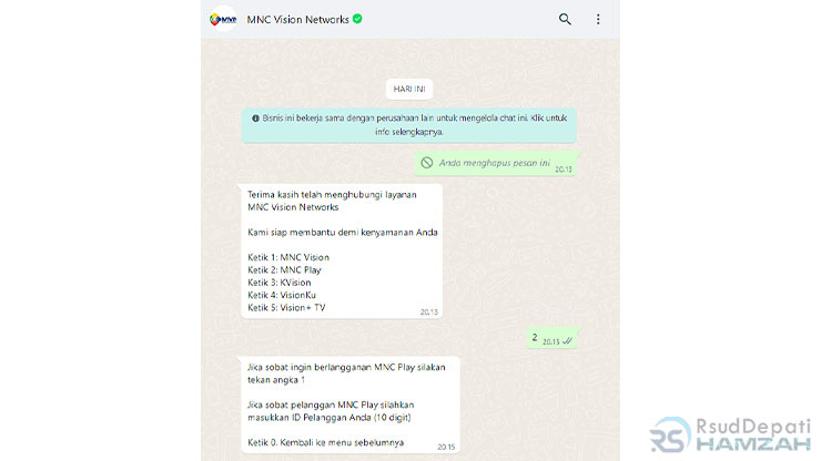 Call Center MNC Play WhatsApp