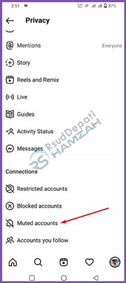 3 Pilih Muted Accounts