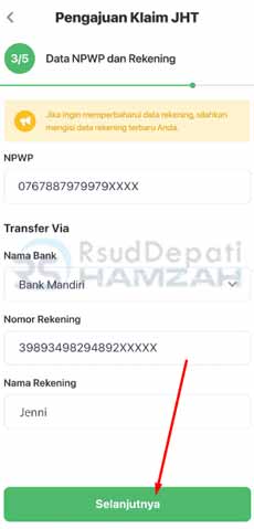 8. Cek Data NPWP Rekening