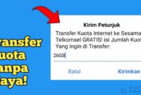 Cara Transfer Kuota Telkomsel Lebih Dari 1 GB Gratis Tanpa Pulsa