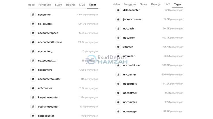 Contoh Penggunaan Kata No Counter di TikTok
