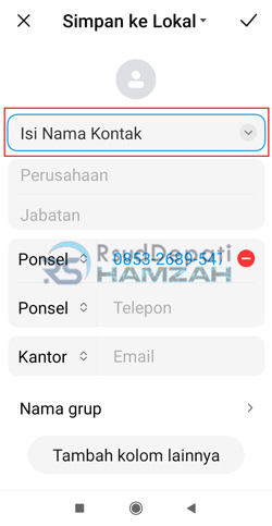 Isi Nama Kontak Sesuai Keinginan