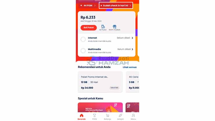 Masuk ke Menu Daily Check In