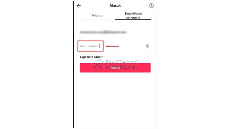Masukkan Kata Sandi TikTok