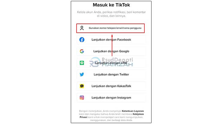 Pilih Metode Gunakan Nama Pengguna