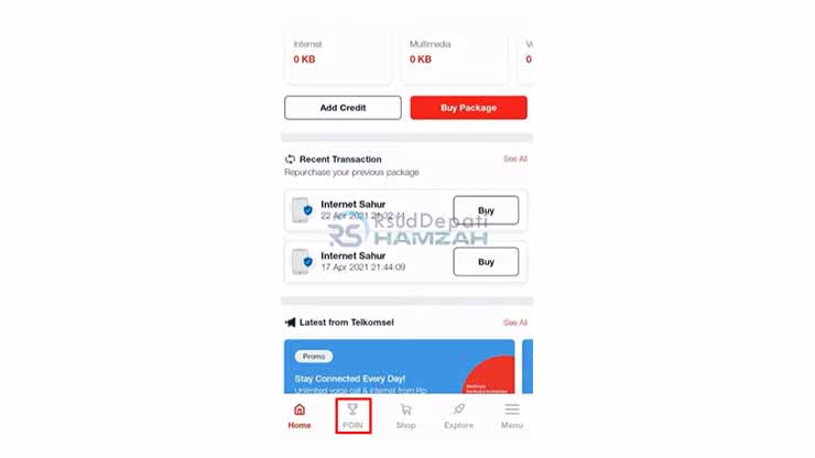 Tap Menu Poin