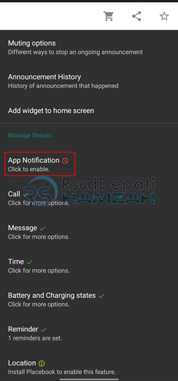 pilih App Notification untuk mengubah nada dering WA