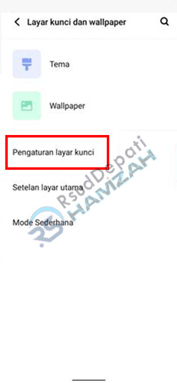 Pilih Pengaturan Layar Kunci