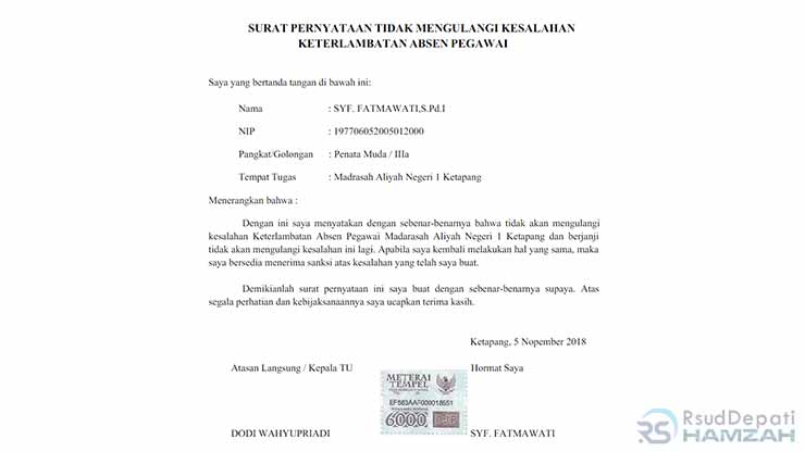 Surat Pernyataan Tidak Mengulangi Kesalahan di Perusahaan