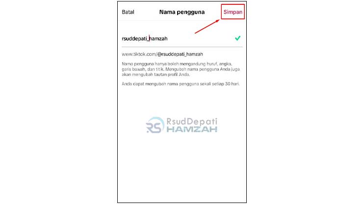 Simpan Perubahan Username