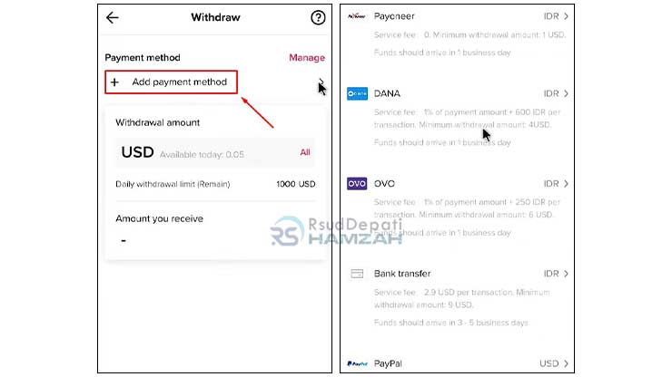 Tambahkan Rekening Penarikan